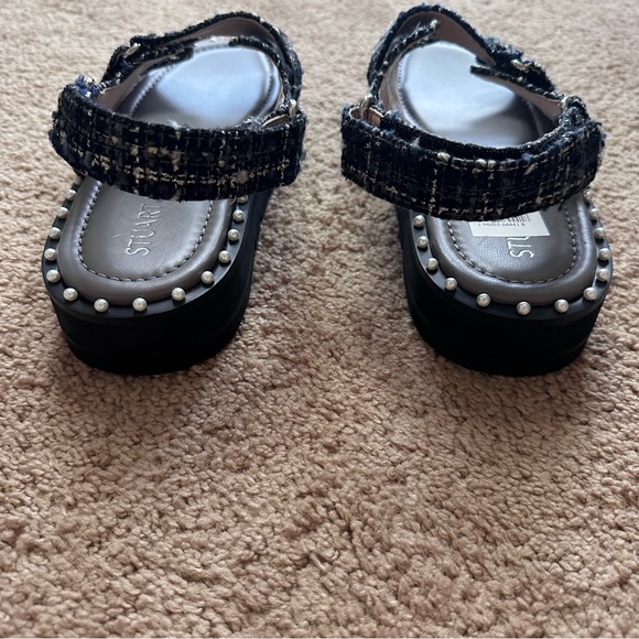 NEW Stuart Weitzman Zoe Lift Sandals Sz 40 Metallic Tweed Pearl Dad Sandal - Picture 13 of 13